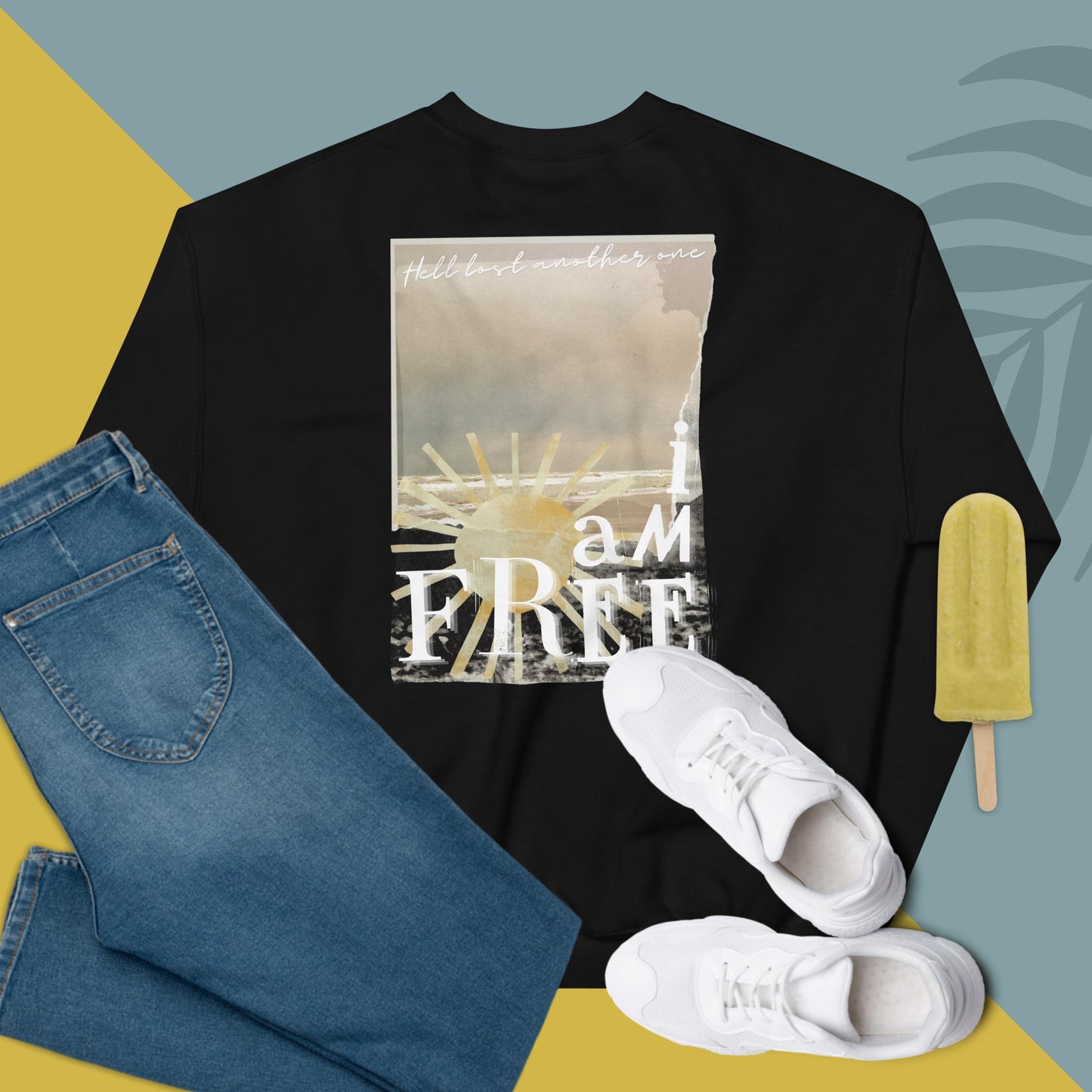Product mockup of Back Hell Lost Another One I AM FREE Jesus Christian 